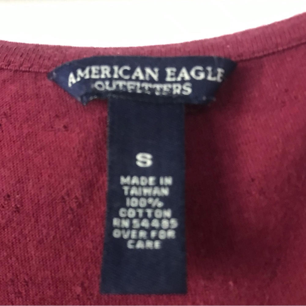 American eagle outfitters Women's Burgundy Long Sleeve Scoop Neck Top - Picture 3 of 8